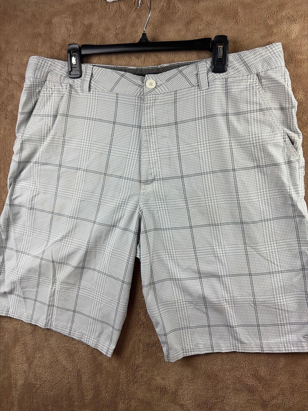 ONeil Shorts Mens 38 Gray Plaid Hybrid Chino Board Shorts Walk Golf Stretch